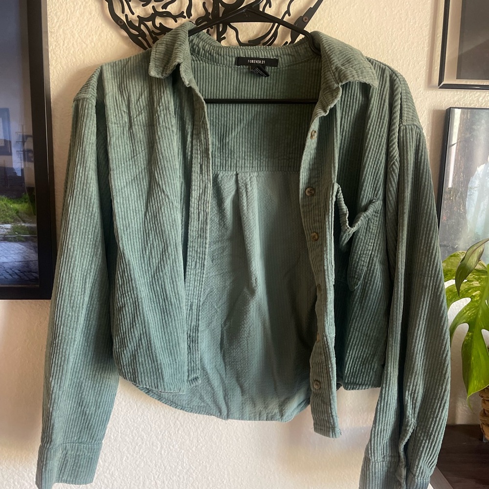 Forever 21 Sage Green Corduroy Utility Jacket